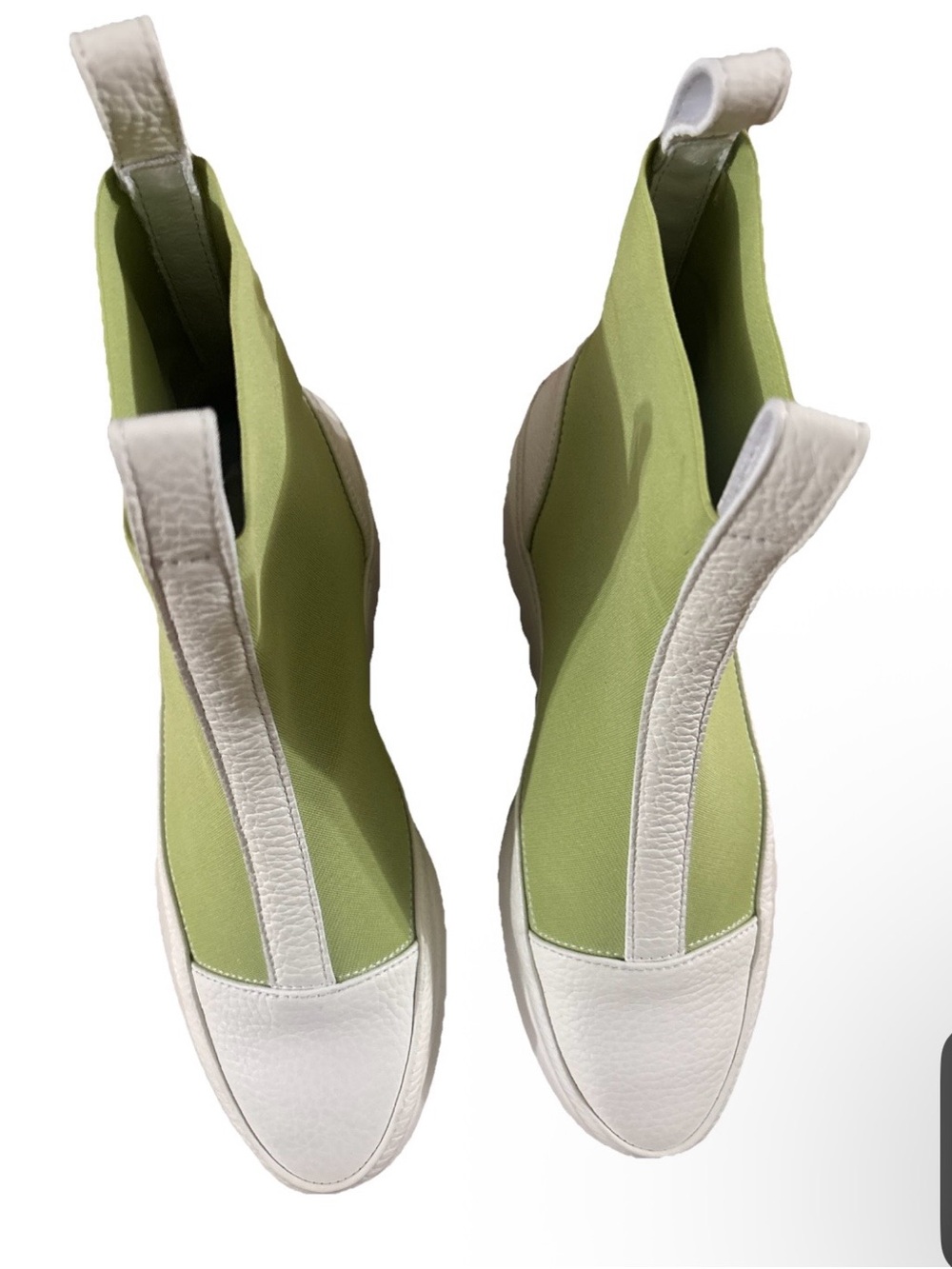 Tank Steiger Camilla Green and White Slip-On Chelsea Booties Made in Italy